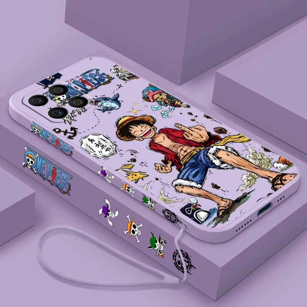 O-One Pieces Anime For Xiaomi Redmi Note 17 15 14 13 12S 12 11 10 Liquid Left Rope Cover Funda Silicone Soft Capa Phone Case