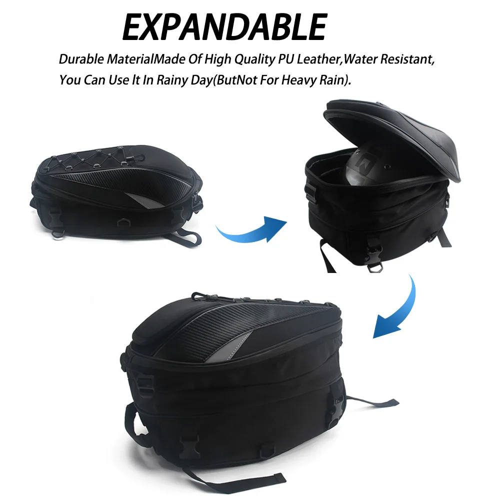 

Motorcycle Back Seat Bags Waterproof Motorcycle Tail Bag Expandable Full Face Helmet Motorbike Rear Seat Bag