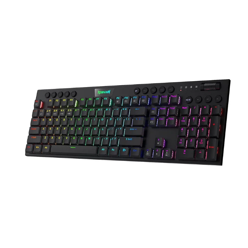 Redragon K618 Horus draadloos RGB mechanisch toetsenbord, Bluetooth/2,4 Ghz/bekabeld Tri-Mode Low Profile gamingtoetsenborden
