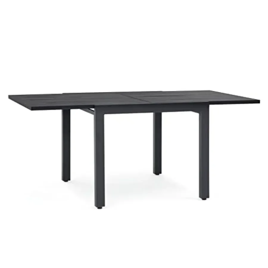 Aluminum Extendable Outdoor Dining Table for patio use, lightweight silver aluminum, rust-resistant finish, expands to seat 8 c
