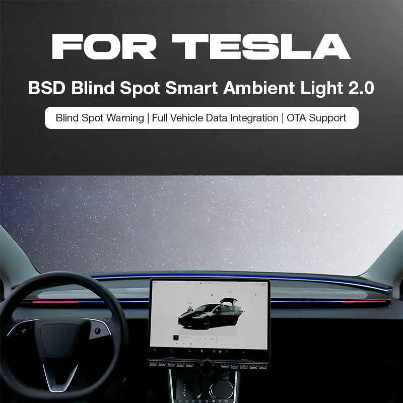 BSD Blind Spot Monitoring System Air Vent Ambient Light For Tesla Model 3 Highland Model Y Juniper 2021+ Auto Upgrade Parts