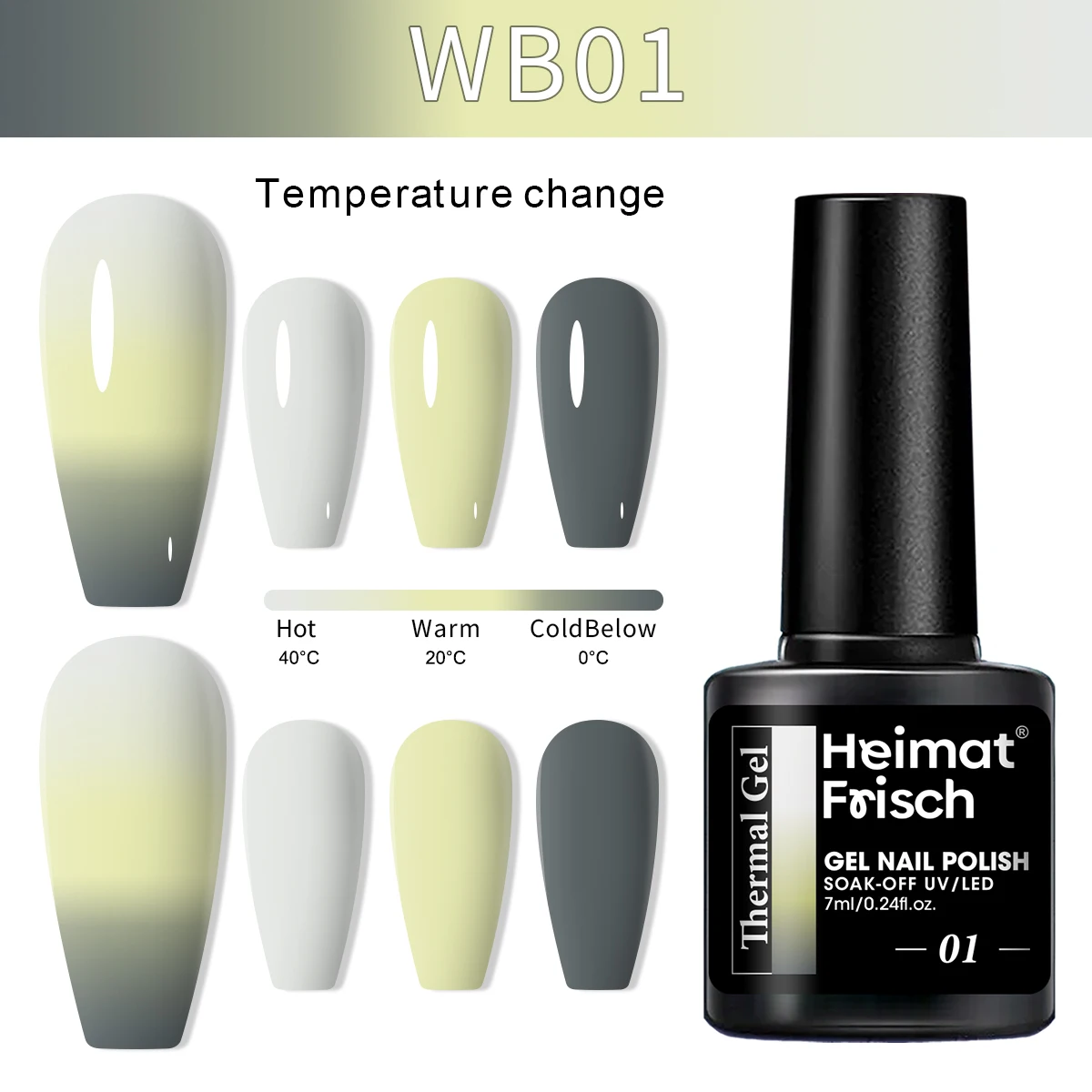 ยาทาเล็บเจลเปลี่ยนสีแบบชิ้นเดียวของไฮมัท ฟริช,ไวต่ออุณหภูมิ, เอฟเฟกต์กลิตเตอร์, กึ่งถาวร, มีกลิ่นหอม