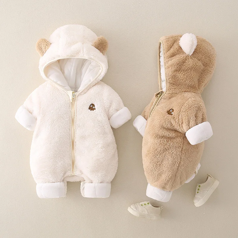 

Baby autumn and winter clothes plus cotton thickened onesie cute flannel warm outerwear for baby boys and girls