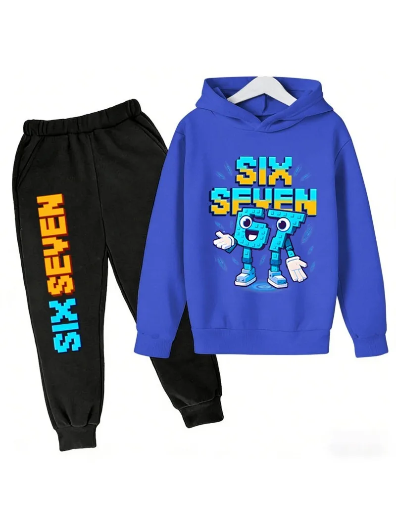 Spring Steal a Brainrot Tracksuit 67 Six Seven Print Zestaw Ubrań Dziecięcych Bluza z Kapturem + Spodnie 2-częściowy Zestaw Chłopiec Dziewczynka Prezenty Świąteczne dla Dzieci. — 2
