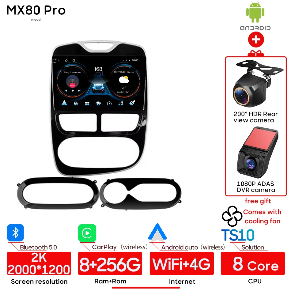 Android voor Renault Clio 4 ZOE 2012 - 2017 Auto Multimedia Video Player Autoradio Stereo Navi GPS Draadloze CarPlay auto Geen 2din