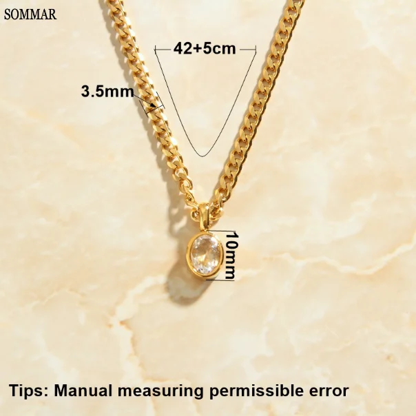 SOMMAR Newest Gold color female pendants Oval zircon pendant collar Engagement Jewelry Accessories image 2