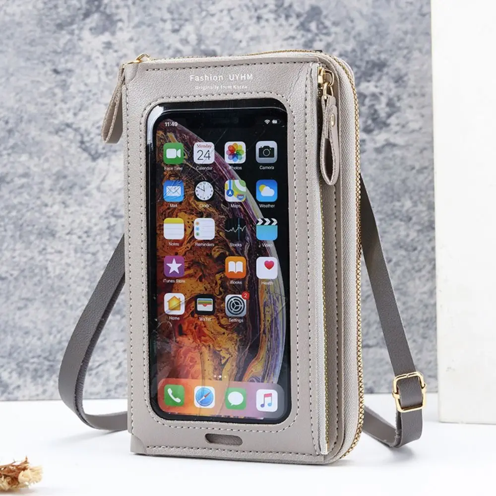 PU 가죽 휴대 전화 지갑 6 색 대용량 여성 지갑 다기능 소프트 크로스 바디 전화 가방 여성