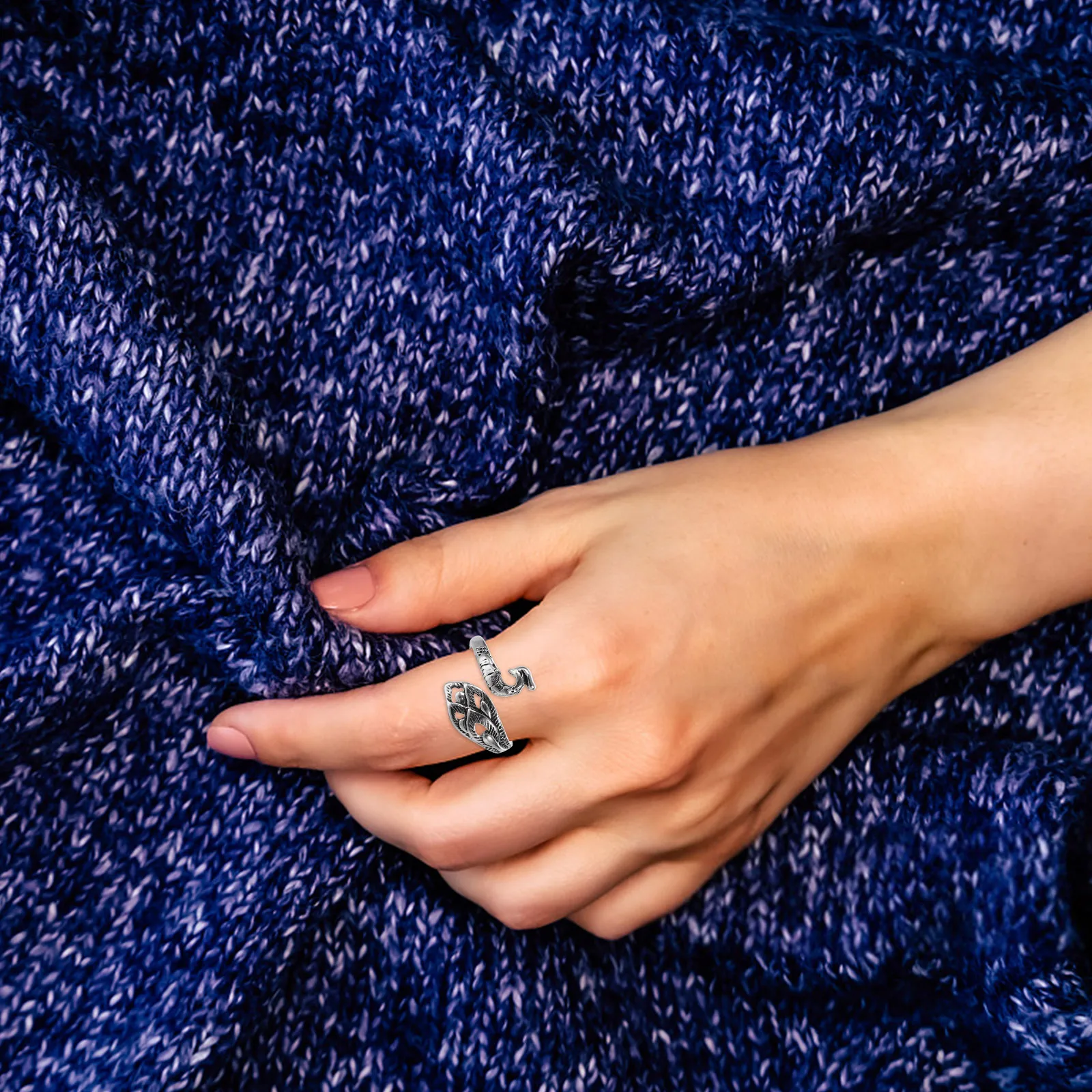 

Metal Phoenix Ring Set Durable Shiny Creative Design Yarn Weaving Work Lead Coil Ribbon Hook Woolen Accessories Adjustable