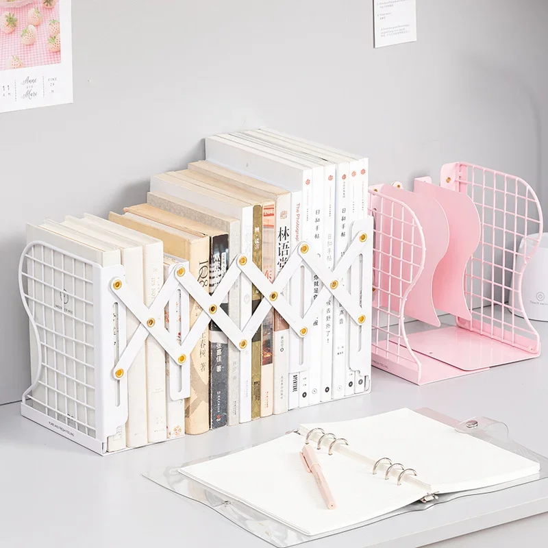 

New Hot 1 Pcs The Freedom To Adjust Bookshelf Large Metal Bookend Desk Holder Stand for Books Organizer Gift Stationery