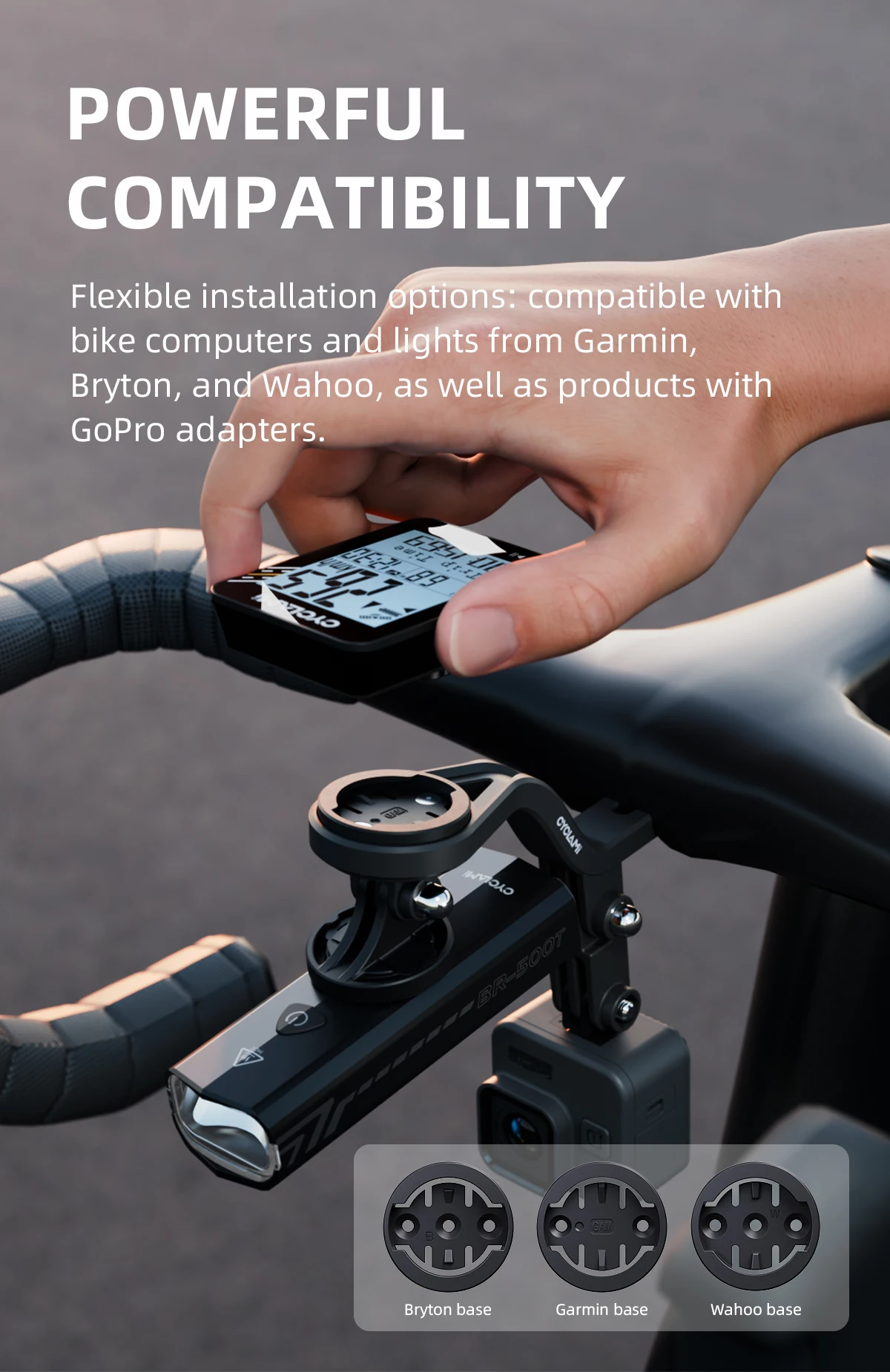 CYCLAMI Fahrrad-Vorderlicht-Halterung Fahrradcomputer-Halter Lenkeraufsatz-Halterung für Wahoo Bryton Garmin Halterung – Detail 5