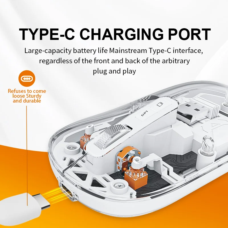 

Wireless Gaming Mouse 6TA Tri-Mode 2.4G+Bluetooth 5.1 RGB Light 74.5g Lightweight Power Indicator Type-C Charging