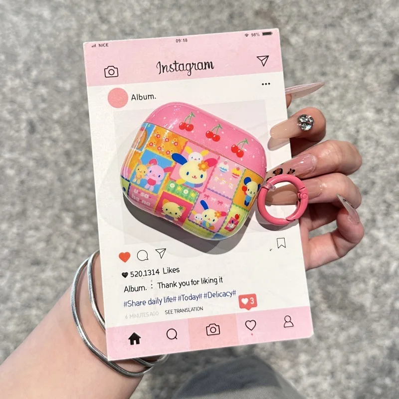 เคสป้องกันหูฟังลายน่ารักลายเชอร์รี่ Usahana เหมาะสำหรับ Airpods 1/2/3/4 เคสหูฟังบลูทูธไร้สาย Pro2 เคสป้องกัน