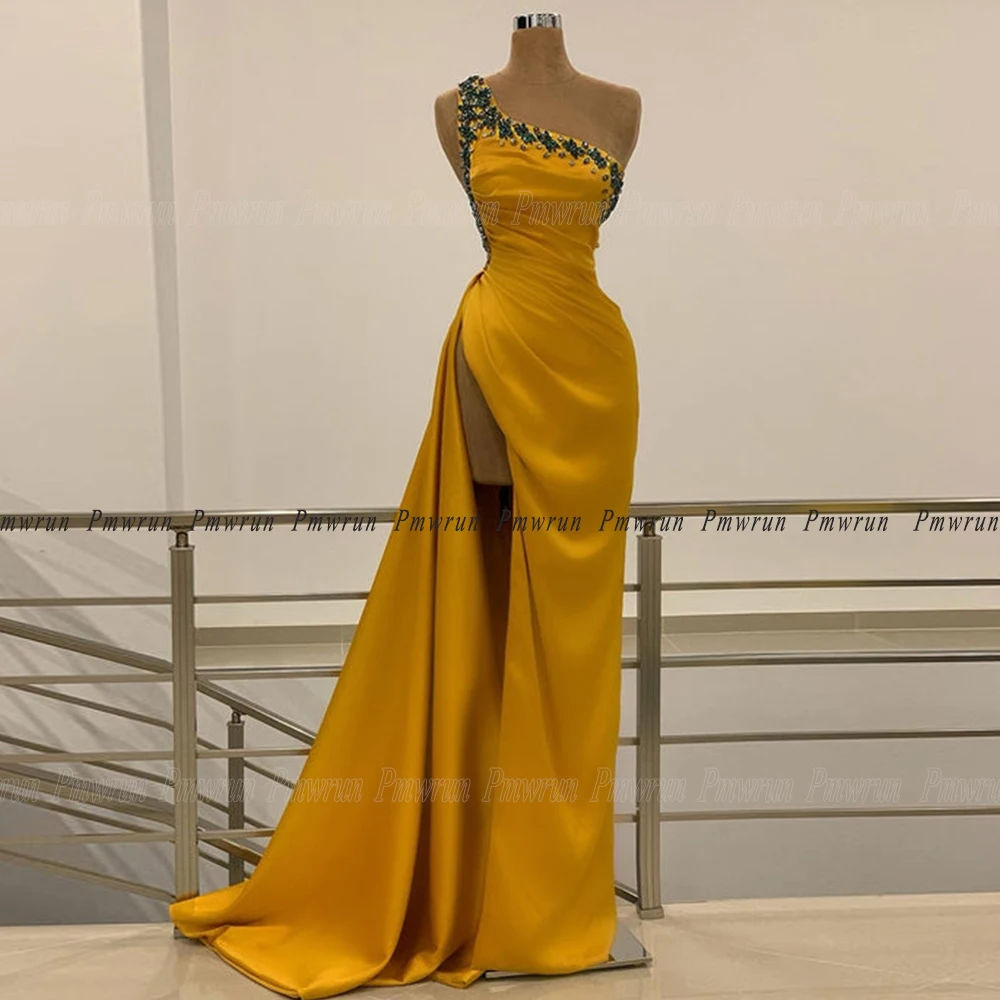 Moderno vestido de baile de fenda alta um ombro com strass até o chão 2025 formal gala vestidos de ocasião especial personalizados