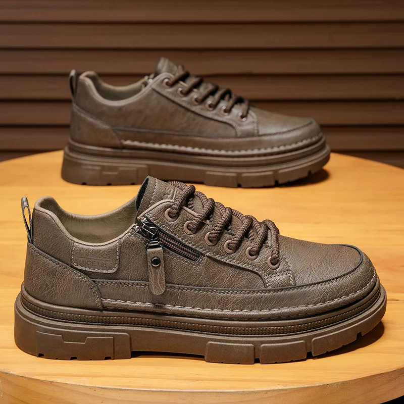 

Мужская дышащая непромокаемая нескользящая обувь для шеф-повара, модная повседневная рабочая кожаная обувь с низким берцем, удобные нескользящие ботильоны