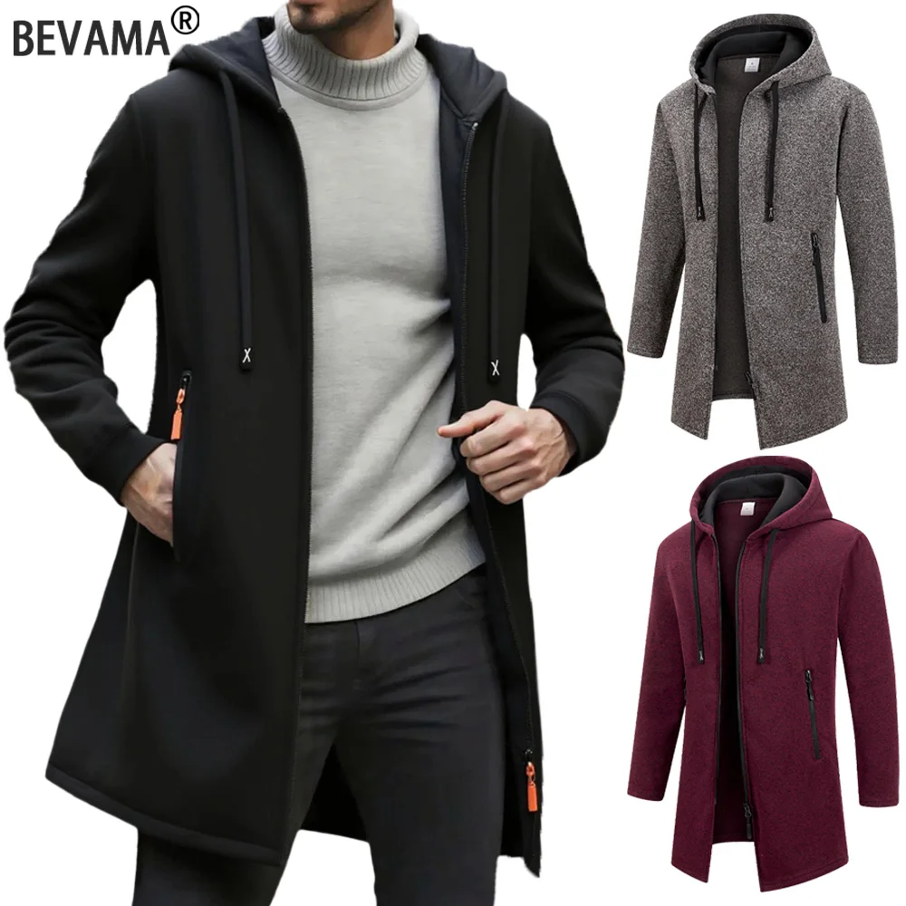 

Men's Zipper Long Sleeve Coat Autumn Winter Fleece Warm Hoodies Jacket Loose Casual Outdoor Tracksuit Solid Color Sweatshirts