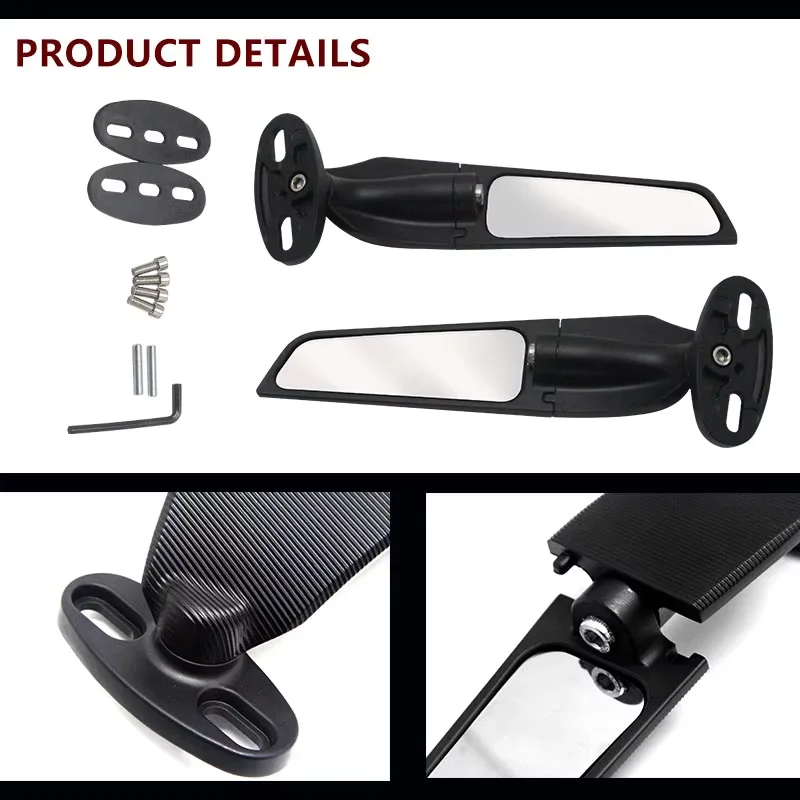 Modified Motorcycle Mirrors Wind Wing Adjustable Rotating Rearview Mirror Side for CFMOTO 250SR 450SR 360° Swivel Rear Tail