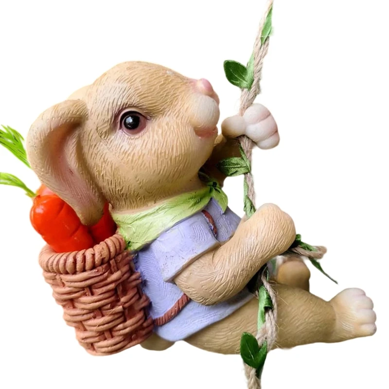 

Climbing Rabbit Decoration Weather Resistant Resin Craft Gift Handcrafted Resin Artwork for Home Garden Decoration