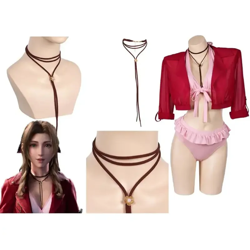 qq34Aerith Necklace Cosplay Final Fantasy Neck Lace Adult Women Girls Halloween Carnival Costume Role Play Accessories Gifts