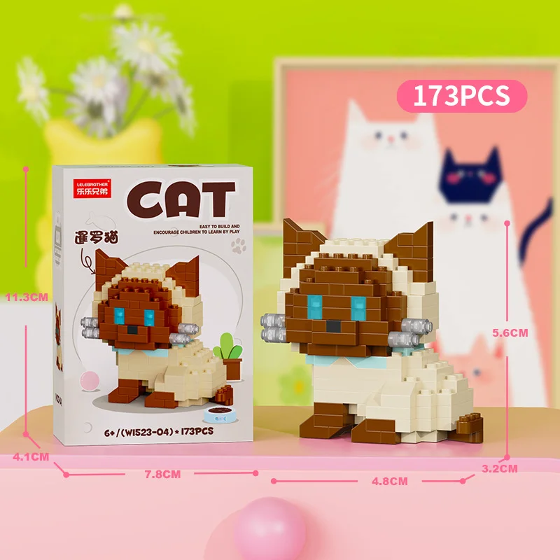 Bonito dos desenhos animados gato cão blocos de construção micropartículas husky montagem brinquedo decoração educacional presente para crianças