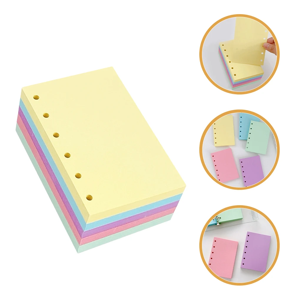 

250 Pages Colorful Blank Loose Leaf Paper Refills 6 Hole Refillable Planner Notebook Compatible with 6 Ring Binder Organizer