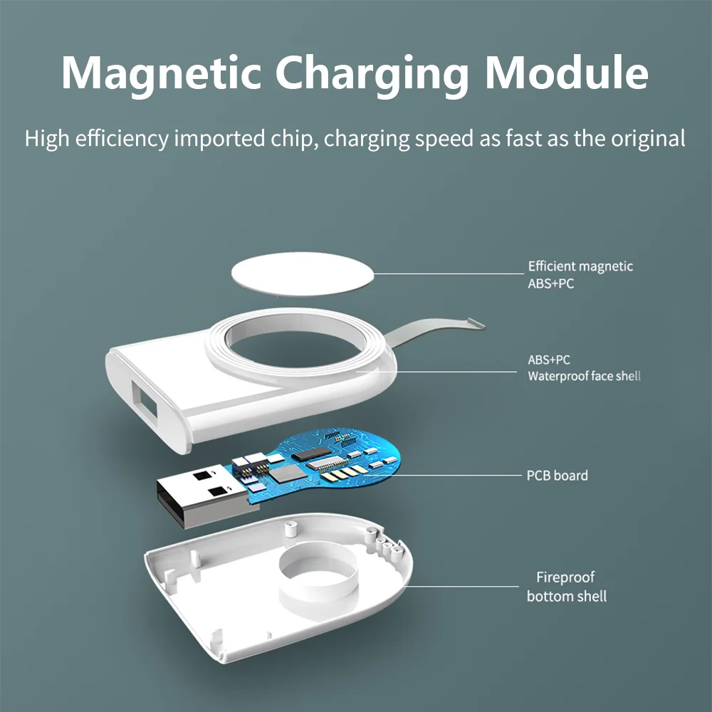 For Apple Watch Magnetic Wireless Fast Charger Portable USB A Type C Cable Convert Mini Charging Pad For iWatch Series 8 7 6 5 4