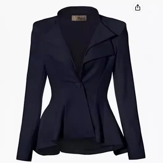 Casaco feminino de escritório com lapelas entalhadas duplas e ombros afiados