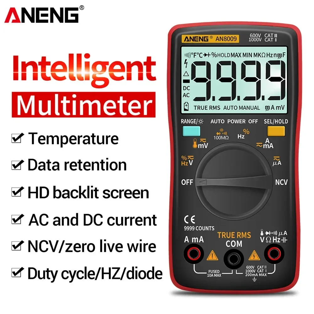 ANENG AN8009 Digital Multimeter Transistor Testers Capacitor True-RMS Tester Automotive Electrical Capacitance Meter Temp Diode