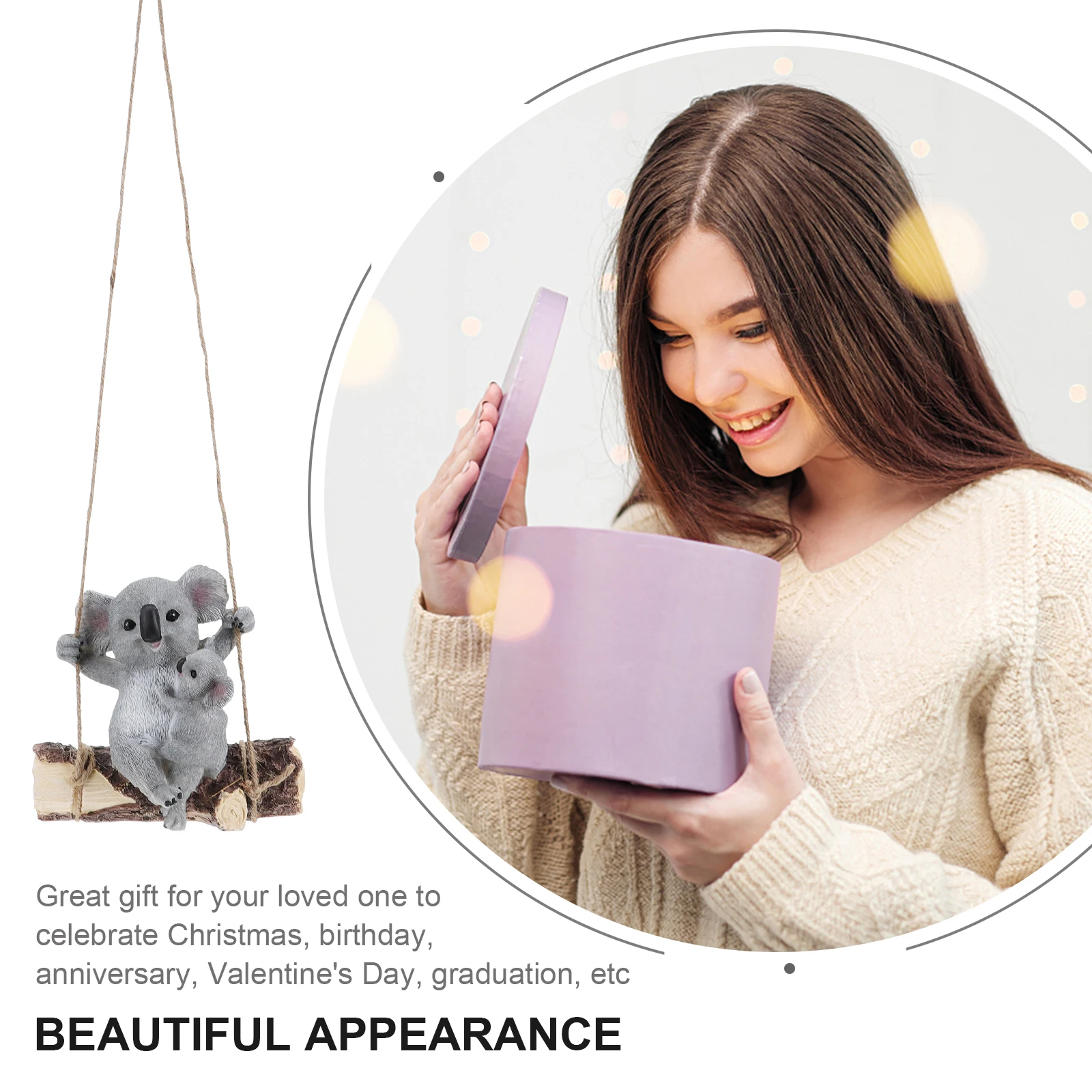 

1Pcs Realistic Koala Decor Resin Craft Garden Tree Yard Scene Ornament Outdoor Adornment Grey Koala Shaped Decor