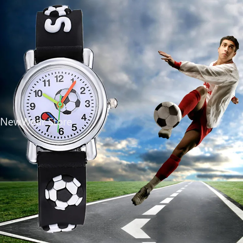 Cute Football Cartoon Kids Watches Soccer Children's Quartz Watch Soft Silicone Watchband Creative Boys Girls Watch Gift Clock