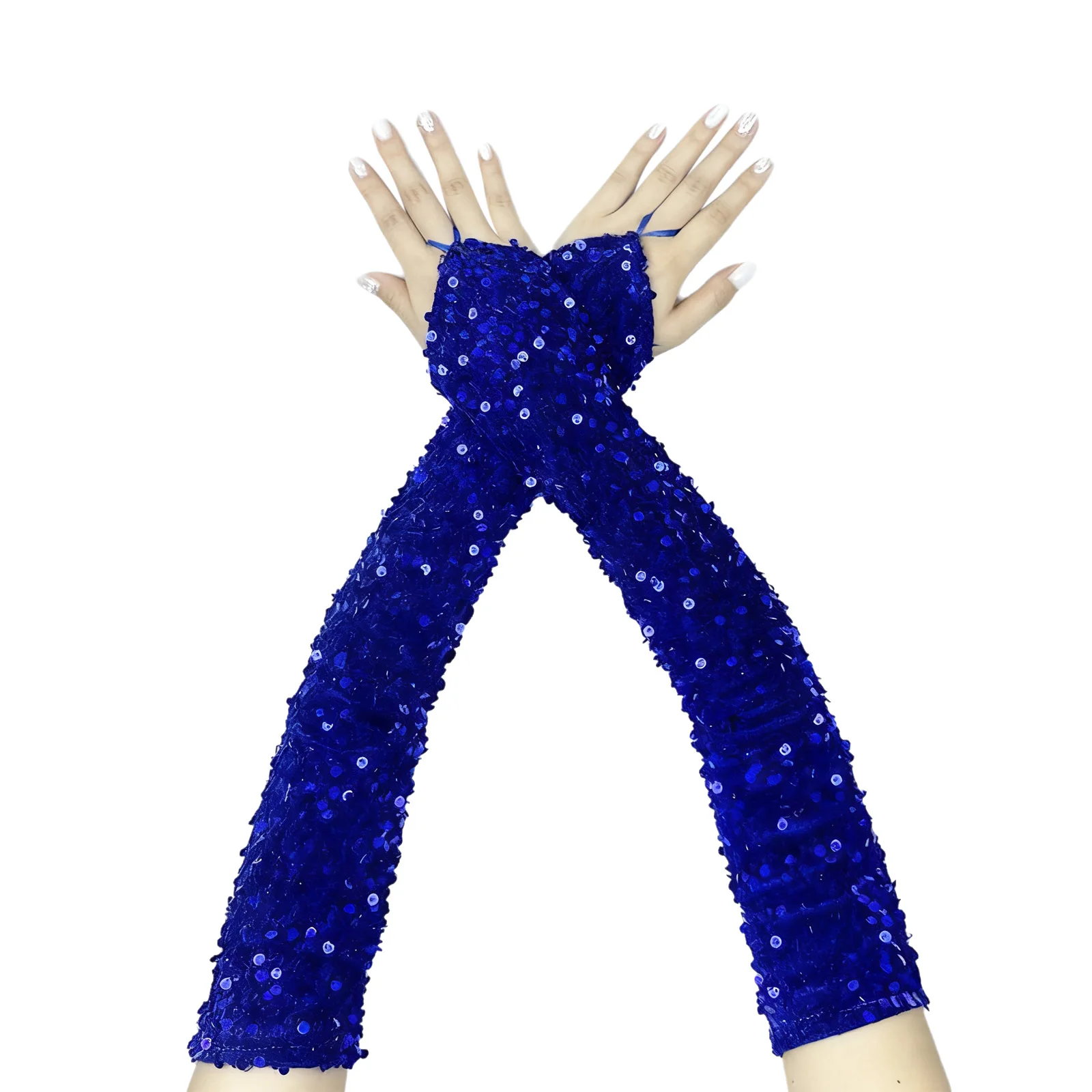 Długie rękawiczki z cekinami do łokcia, retro moda, rękawiczki operowe, błyszczące, długie, grube mitenki, na bal, cosplay, występy sceniczne