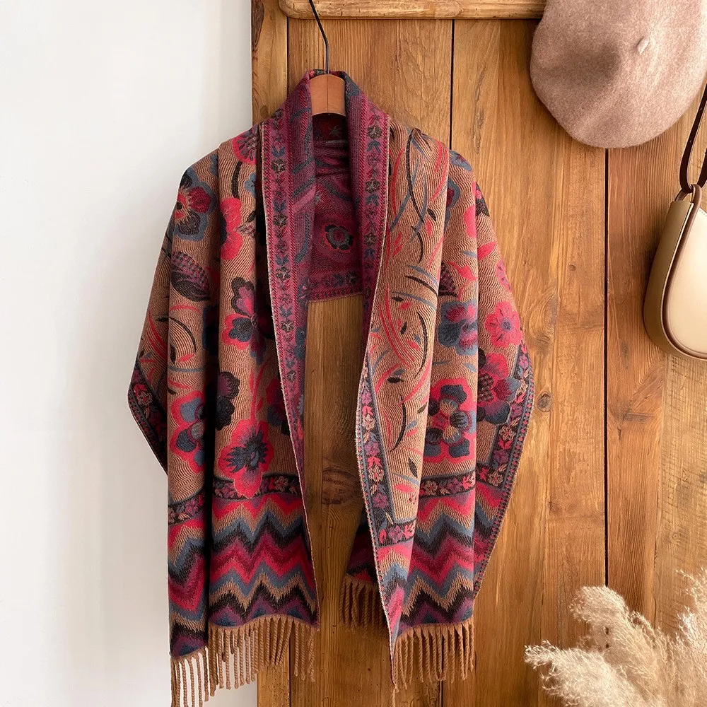 2023 New Design Winter Travel Scarf Cashmere Shawl Women Warm Double-sided Thick Blanket Lady Fashion Bandana Female Pashmina