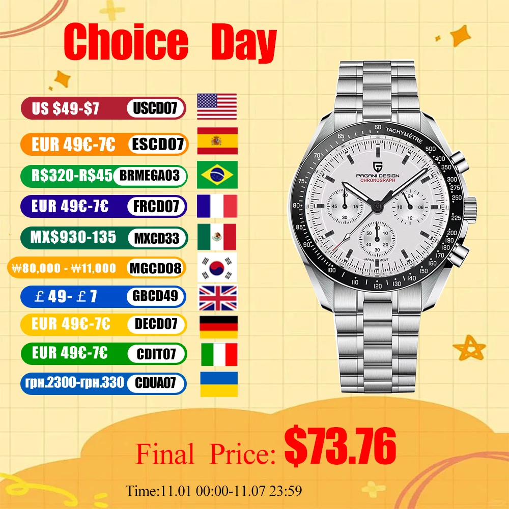 

PAGANI DESIGN Men's Watch Chronograph Watches For Man 2025 New Top Luxury Quartz Wrist Watch Sports Waterproof Luminous Clocks