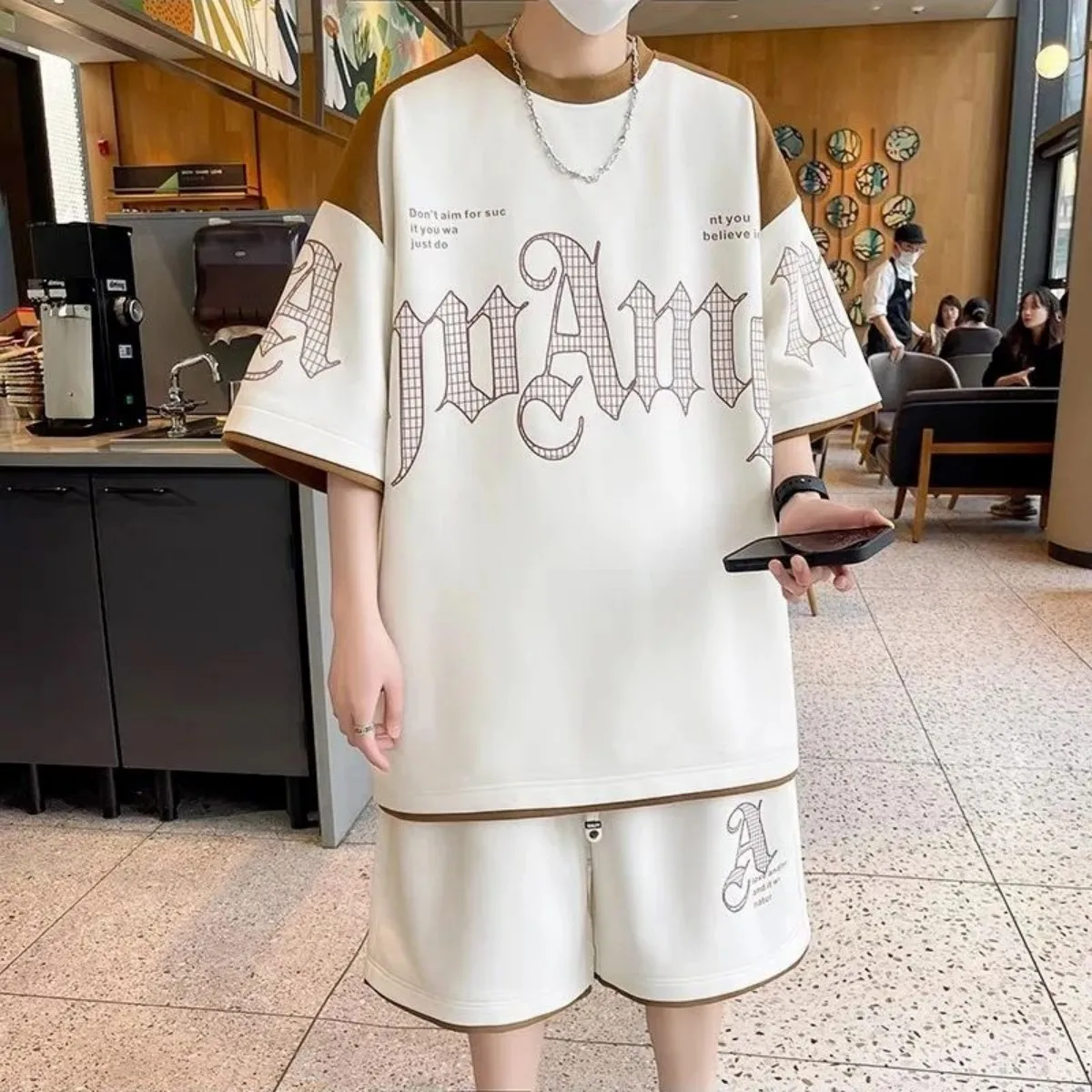 Men's Letter-Print T-Shirt & Shorts Set — product detail 6