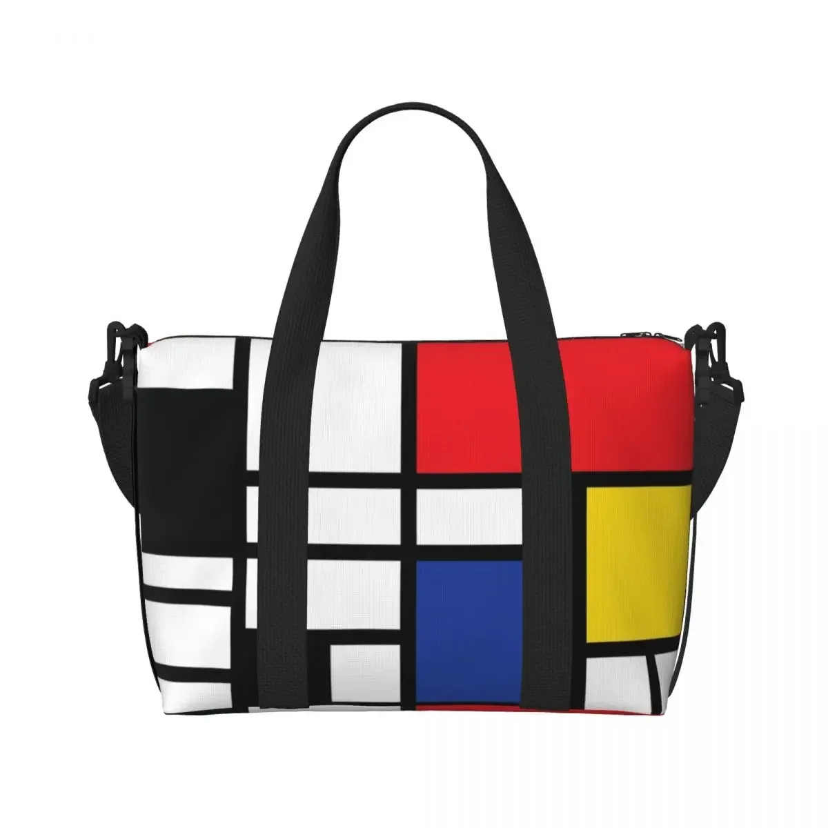 Custom Piet Mondrian De Stijl Tote Bag For Women Large Capacity Abstract Art Colorful Beach Gym Travel Bags
