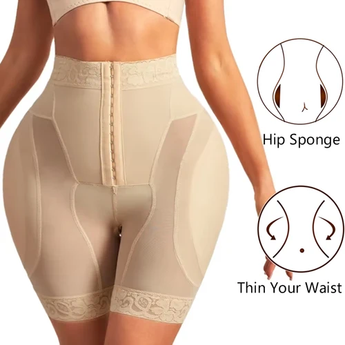 Imagen 2 del producto Bragas moldeadoras de cintura alta para mujer, ropa moldeadora potenciadora de cadera acolchada, pantalones cortos transpirables para levantamiento de glúteos, moldeador de cuerpo, bragas de realce