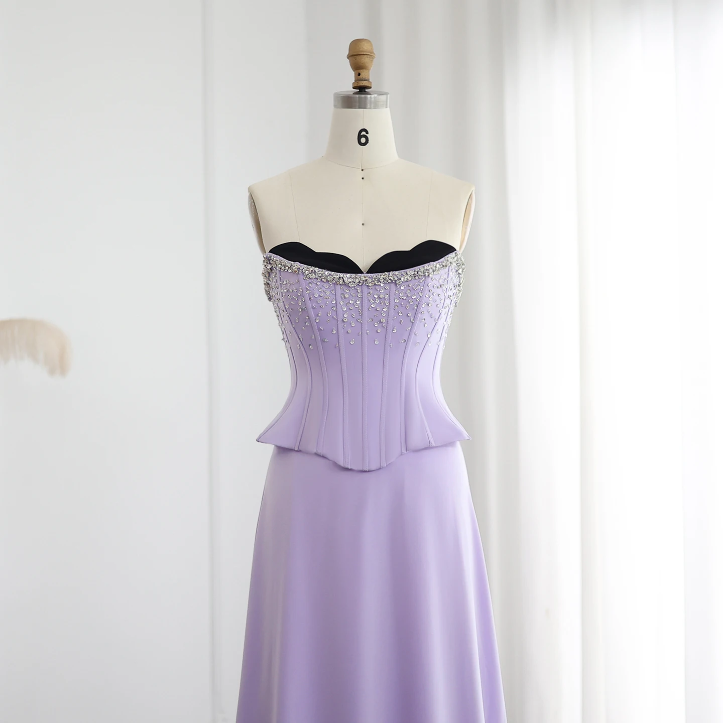 Sharon Said Lilac Two Pieces Evening Dresses for Women Wedding Scalloped Corset Luxury Dubai Prom Party Gowns SS264 Customized image 3