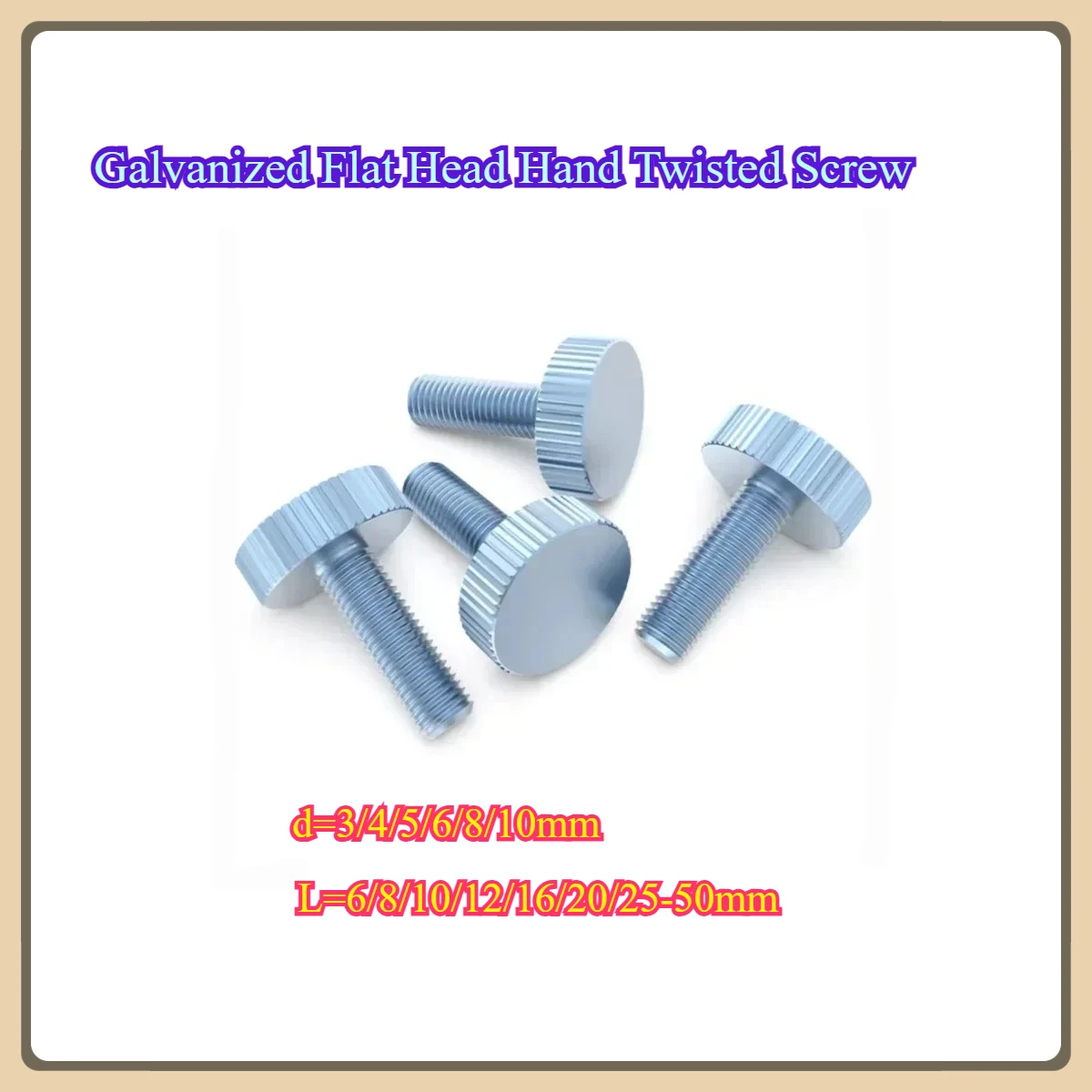 Galvanized Flat Head Hand Twisted Screw / Single-Layer Hand Twisted Knurled Screw M3 M4 M5 M6 M8 M10