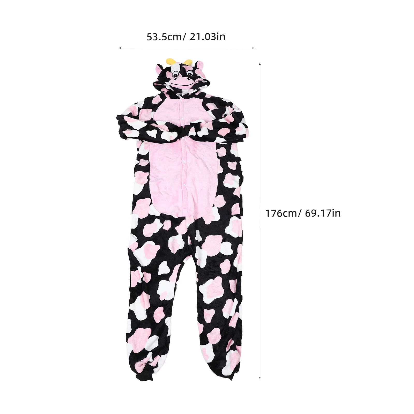 بيجامة قطعة واحدة بطابع بقرة للبالغين ملابس نوم ناعمة ودافئة مع لهجات زهور وردية للجنسين للاسترخاء المنزلي البارد #4