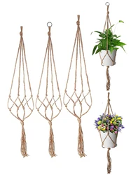 90/105cm Macrame Plant Hanger Indoor Hanging Planter Basket Handmade Woven Cotton Rope Flower Pot Holder Stand Boho Home Decor