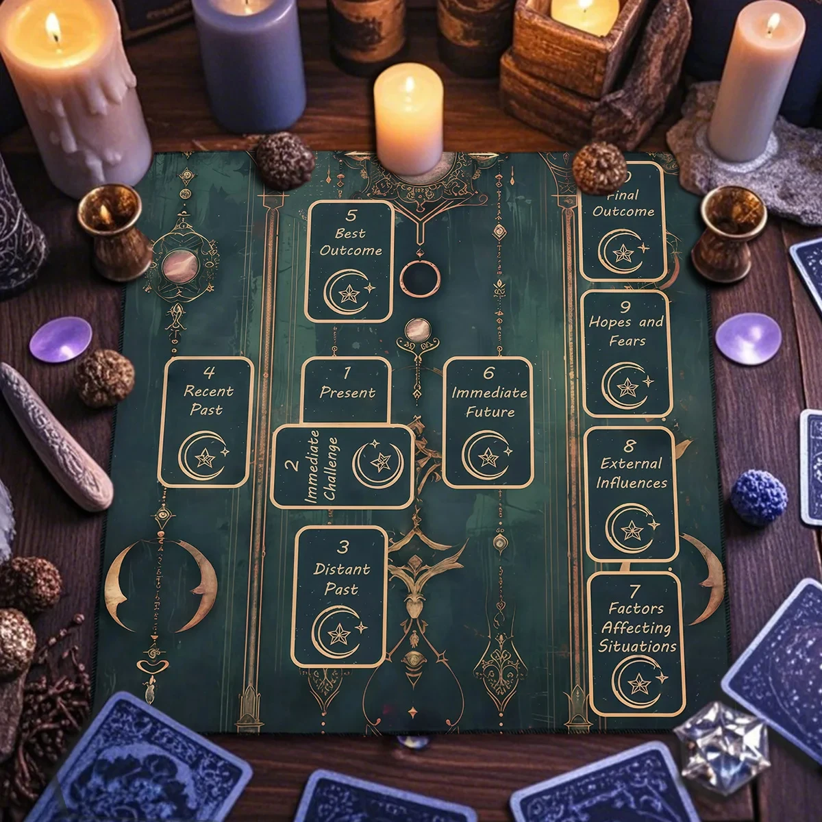 VIKAMA Celtic Cross Spread Tablecloth, 6 Designs, Tarot Divination Altar Cloth Witchcraft