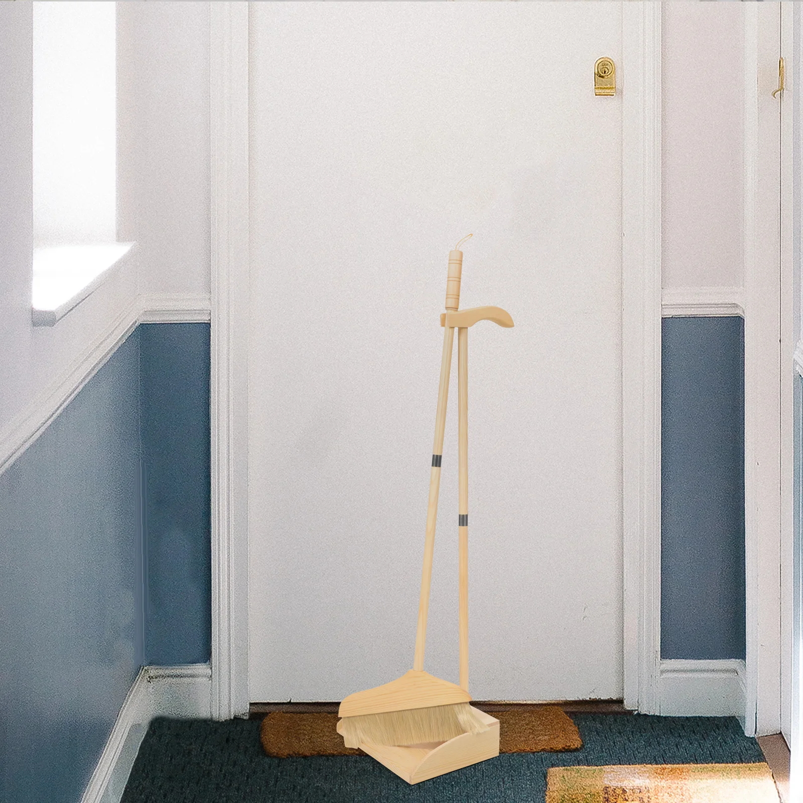 

1 Set Broom Dustpan Soft Bristle Cleaning Kit Lightweight Long Handle For Home Garage Workshop Floor Hair Removal Efficient