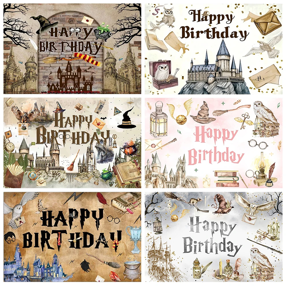

Cartoon Magic Wizard Birthday Party Decorations Magic School Background Baby Shower Backdrop Supplies Photographic Studio Gifts