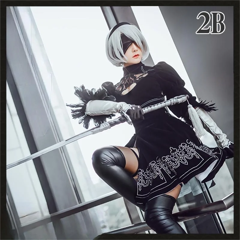 Anime Game NieR:Automata YoRHa No. 2 Type B 2B Suit Cosplay Costume Uniform Halloween Carnival Party Role Play Outfit Full Set