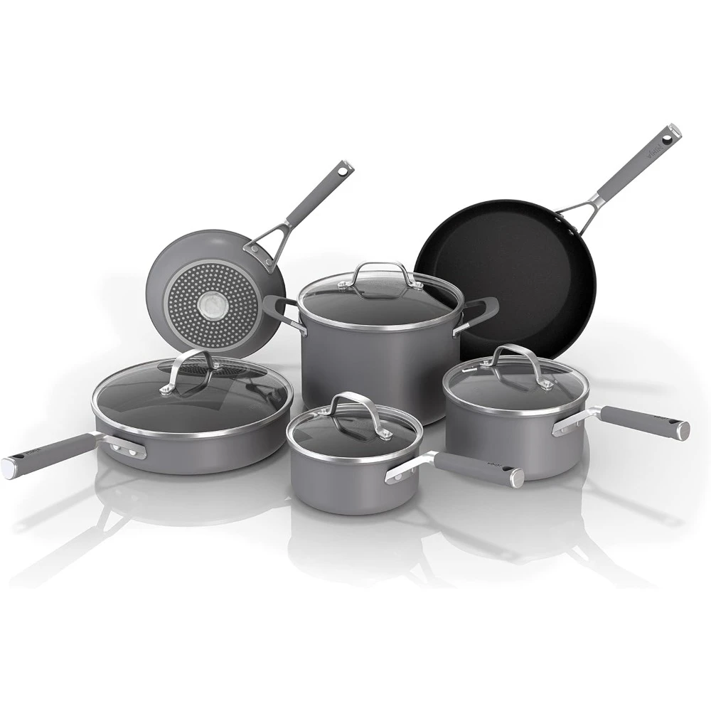 

Comfort Grip 10-Piece Cookware Set, Fry Pan, Saucepan, Stock Pot with Lid, Nonstick, Durable, Scratch Resistant Dishwasher Safe