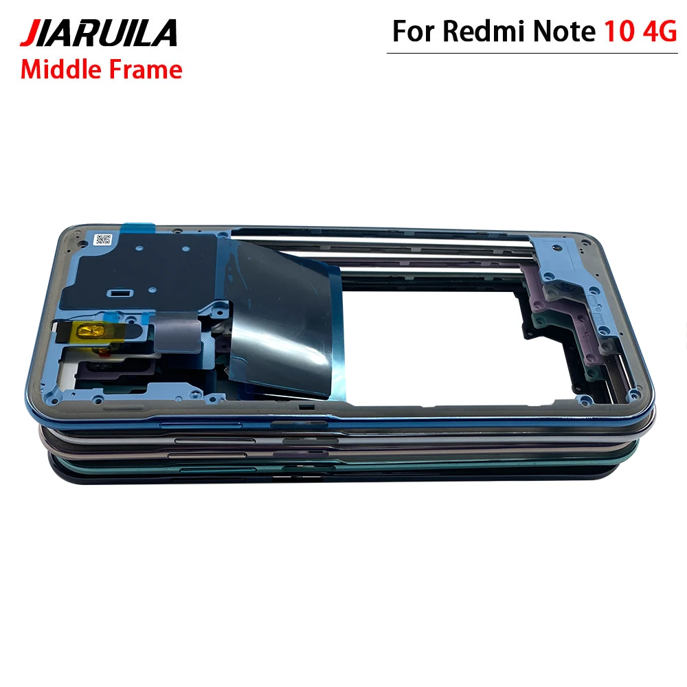 NEW Tested For Xiaomi Redmi Note 10S 10 4G 5G Housing Middle Frame Case Middle Frame Bezel Plate Replacement Parts With Side Key