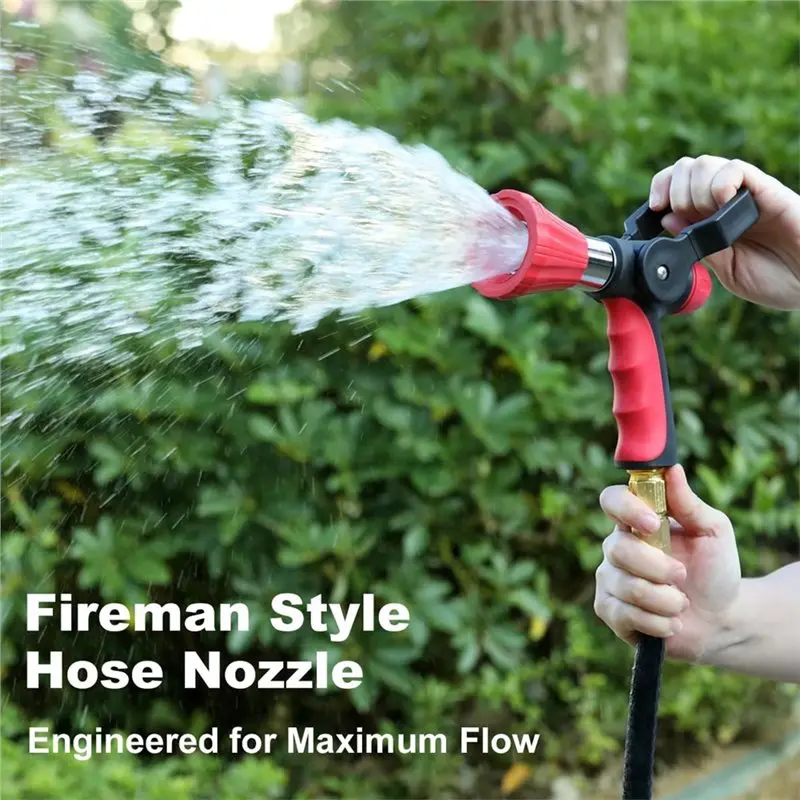 【FLASH DEAL】High Pressure Fireman' S Sprays Nozzle With Lever Handle, Heavy Duty Garden Hose Nozzle And Slip Ergonomic Grip