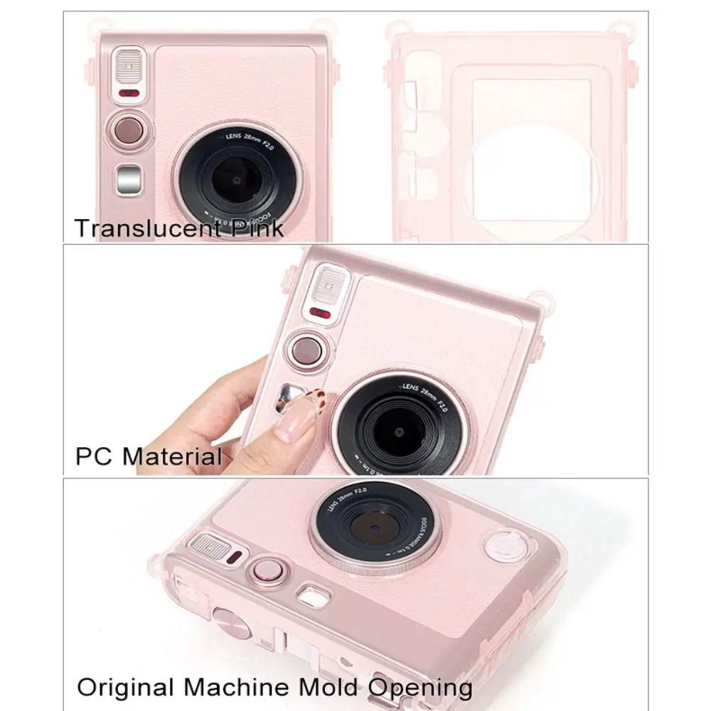 with Pearl Chain Carrying Case Crystal Wear Resistant Protective Cover Portable Hard for Fujifilm Instax Mini EVO view 3