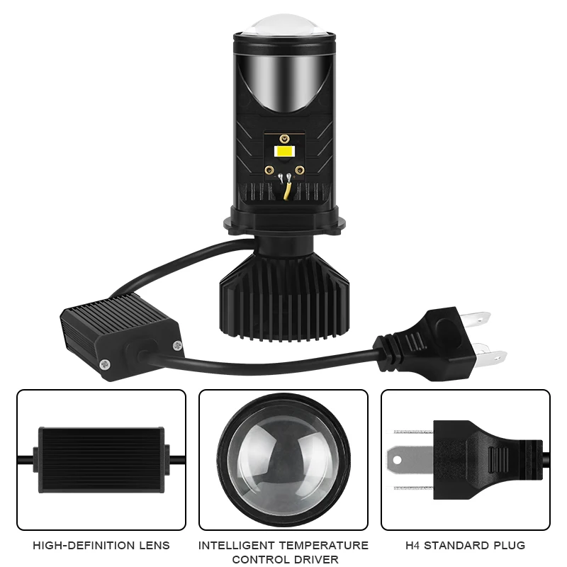 YiRui 2PCS Motorcycle high brightness LED headlights H4 High power headlights lens high brightness headlights modified bulb