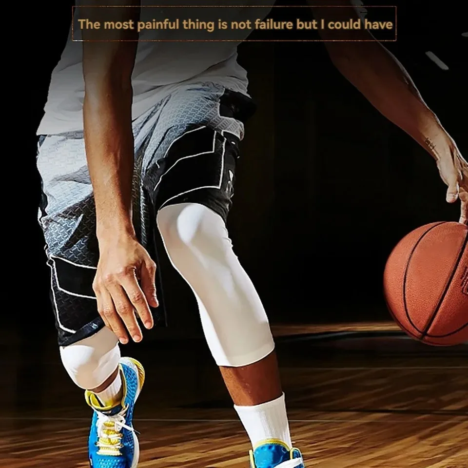 1 pz ginocchiere sportive da basket scaldamuscoli a compressione elastica lavorata a maglia unisex per corsa all'aperto ciclismo alpinismo