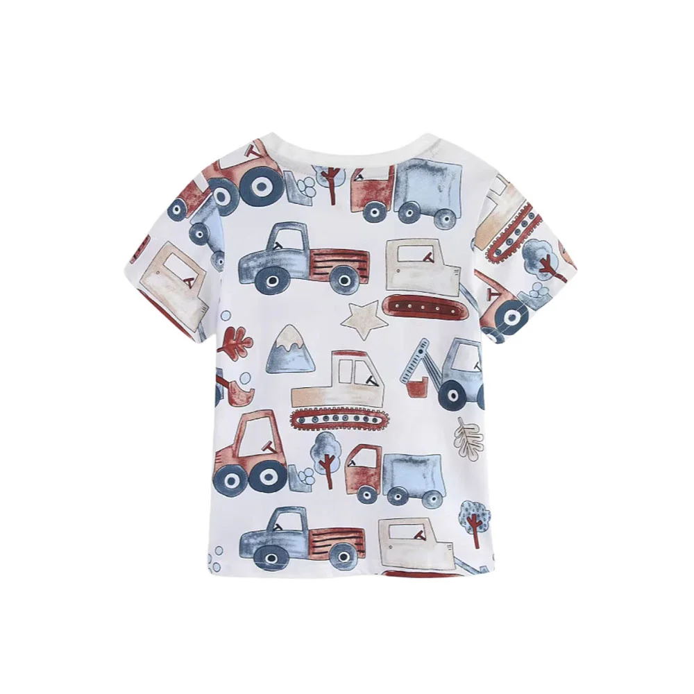 Jumping Meters Fashion New Style Cars Printed Boys T-Shirts 3-7T Short Sleeve Summer Kids Tees Tops Cute  Baby Clothing